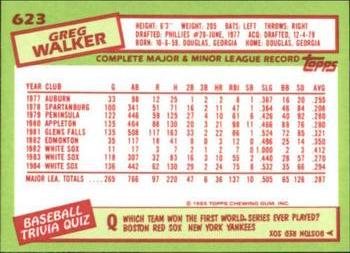 1985 Topps - Collector's Edition (Tiffany) #623 Greg Walker Back