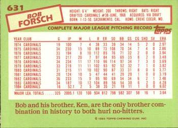 1985 Topps - Collector's Edition (Tiffany) #631 Bob Forsch Back
