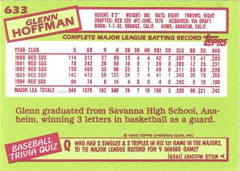 1985 Topps - Collector's Edition (Tiffany) #633 Glenn Hoffman Back