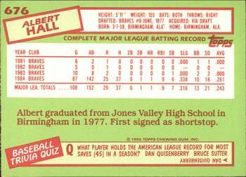 1985 Topps - Collector's Edition (Tiffany) #676 Albert Hall Back