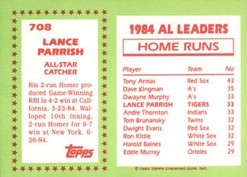 1985 Topps - Collector's Edition (Tiffany) #708 Lance Parrish Back