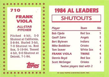 1985 Topps - Collector's Edition (Tiffany) #710 Frank Viola Back