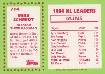 1985 Topps - Collector's Edition (Tiffany) #714 Mike Schmidt Back
