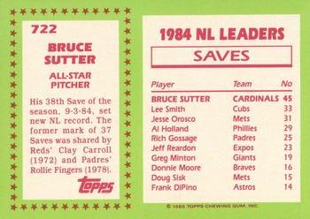 1985 Topps - Collector's Edition (Tiffany) #722 Bruce Sutter Back