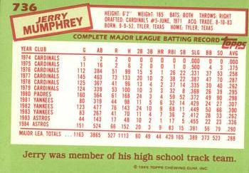 1985 Topps - Collector's Edition (Tiffany) #736 Jerry Mumphrey Back