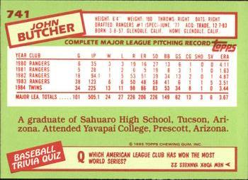 1985 Topps - Collector's Edition (Tiffany) #741 John Butcher Back