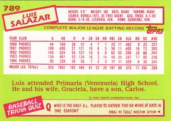 1985 Topps - Collector's Edition (Tiffany) #789 Luis Salazar Back