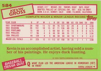 1985 Topps - Collector's Edition (Tiffany) #584 Kevin Gross Back