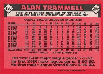1986 Topps - Collector's Edition (Tiffany) #130 Alan Trammell Back