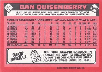 1986 Topps - Collector's Edition (Tiffany) #50 Dan Quisenberry Back
