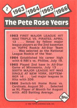 1986 Topps - Collector's Edition (Tiffany) #2 The Pete Rose Years: 1963-1966 Back