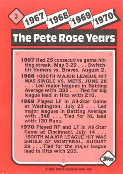 1986 Topps - Collector's Edition (Tiffany) #3 The Pete Rose Years: 1967-1970 Back