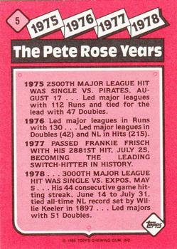 1986 Topps - Collector's Edition (Tiffany) #5 The Pete Rose Years: 1975-1978 Back