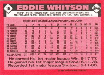 1986 Topps - Collector's Edition (Tiffany) #15 Eddie Whitson Back
