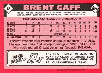 1986 Topps - Collector's Edition (Tiffany) #18 Brent Gaff Back