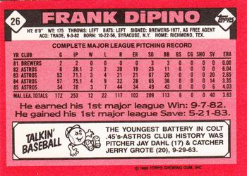 1986 Topps - Collector's Edition (Tiffany) #26 Frank DiPino Back