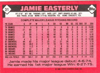 1986 Topps - Collector's Edition (Tiffany) #31 Jamie Easterly Back