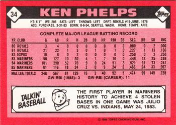 1986 Topps - Collector's Edition (Tiffany) #34 Ken Phelps Back