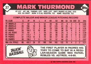 1986 Topps - Collector's Edition (Tiffany) #37 Mark Thurmond Back