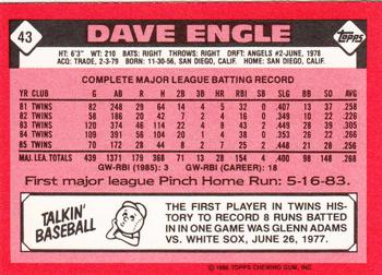 1986 Topps - Collector's Edition (Tiffany) #43 Dave Engle Back