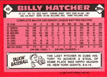 1986 Topps - Collector's Edition (Tiffany) #46 Billy Hatcher Back