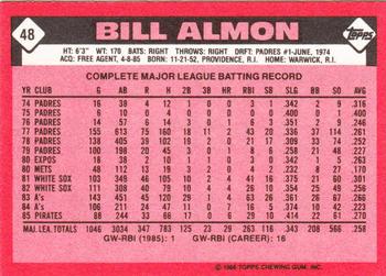 1986 Topps - Collector's Edition (Tiffany) #48 Bill Almon Back