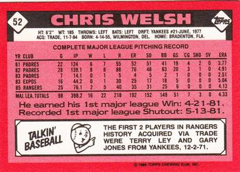 1986 Topps - Collector's Edition (Tiffany) #52 Chris Welsh Back