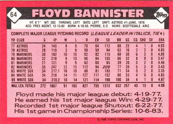 1986 Topps - Collector's Edition (Tiffany) #64 Floyd Bannister Back