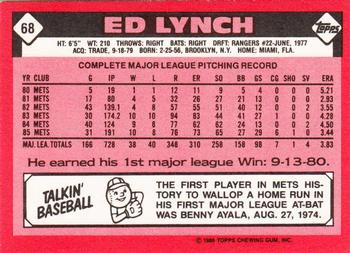 1986 Topps - Collector's Edition (Tiffany) #68 Ed Lynch Back