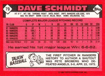 1986 Topps - Collector's Edition (Tiffany) #79 Dave Schmidt Back