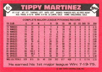 1986 Topps - Collector's Edition (Tiffany) #82 Tippy Martinez Back