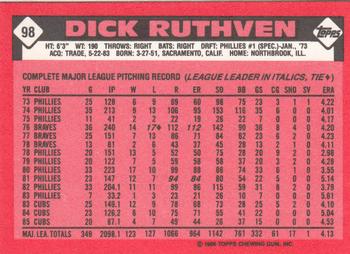 1986 Topps - Collector's Edition (Tiffany) #98 Dick Ruthven Back