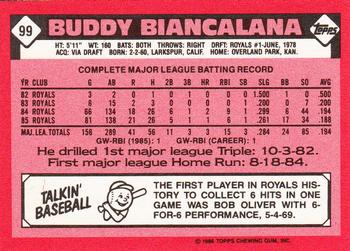 1986 Topps - Collector's Edition (Tiffany) #99 Buddy Biancalana Back