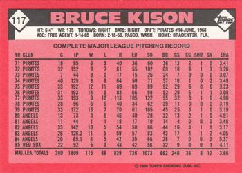 1986 Topps - Collector's Edition (Tiffany) #117 Bruce Kison Back