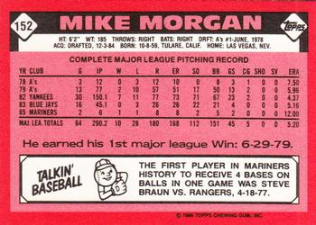 1986 Topps - Collector's Edition (Tiffany) #152 Mike Morgan Back