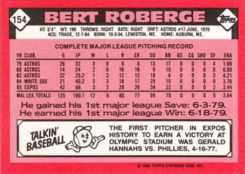 1986 Topps - Collector's Edition (Tiffany) #154 Bert Roberge Back