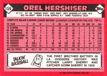 1986 Topps - Collector's Edition (Tiffany) #159 Orel Hershiser Back