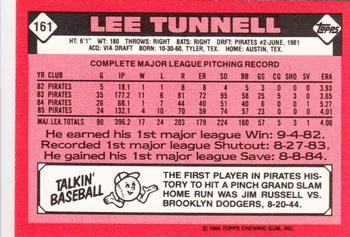 1986 Topps - Collector's Edition (Tiffany) #161 Lee Tunnell Back
