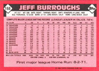 1986 Topps - Collector's Edition (Tiffany) #168 Jeff Burroughs Back