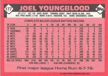 1986 Topps - Collector's Edition (Tiffany) #177 Joel Youngblood Back