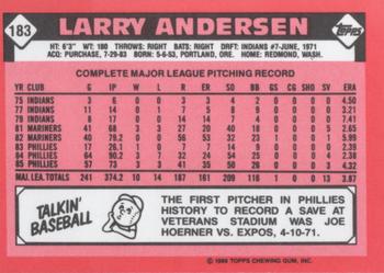 1986 Topps - Collector's Edition (Tiffany) #183 Larry Andersen Back