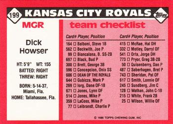 1986 Topps - Collector's Edition (Tiffany) #199 Dick Howser Back