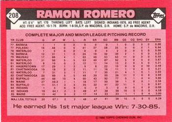 1986 Topps - Collector's Edition (Tiffany) #208 Ramon Romero Back