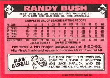 1986 Topps - Collector's Edition (Tiffany) #214 Randy Bush Back