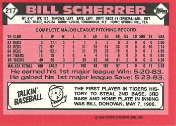 1986 Topps - Collector's Edition (Tiffany) #217 Bill Scherrer Back
