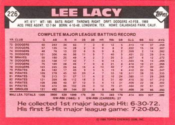 1986 Topps - Collector's Edition (Tiffany) #226 Lee Lacy Back