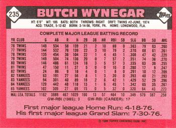 1986 Topps - Collector's Edition (Tiffany) #235 Butch Wynegar Back