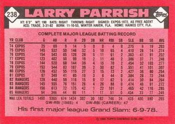 1986 Topps - Collector's Edition (Tiffany) #238 Larry Parrish Back