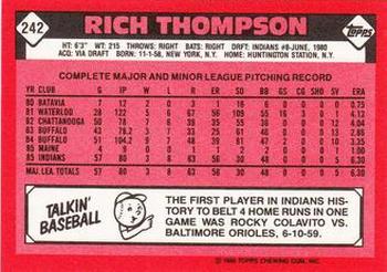 1986 Topps - Collector's Edition (Tiffany) #242 Rich Thompson Back