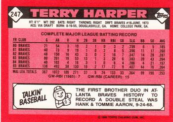 1986 Topps - Collector's Edition (Tiffany) #247 Terry Harper Back